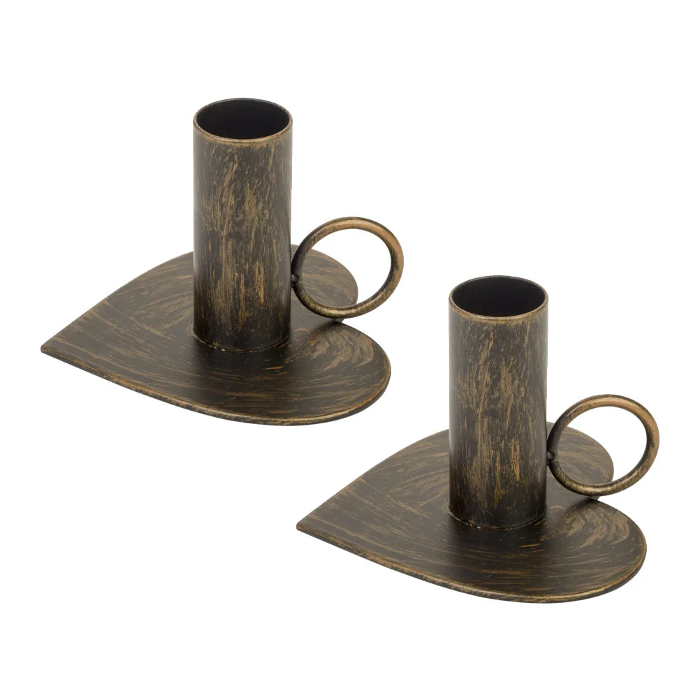 

2Pcs Heart-Shaped Candlestick Decor Desktop Candlestick Craft Indoor Adornment