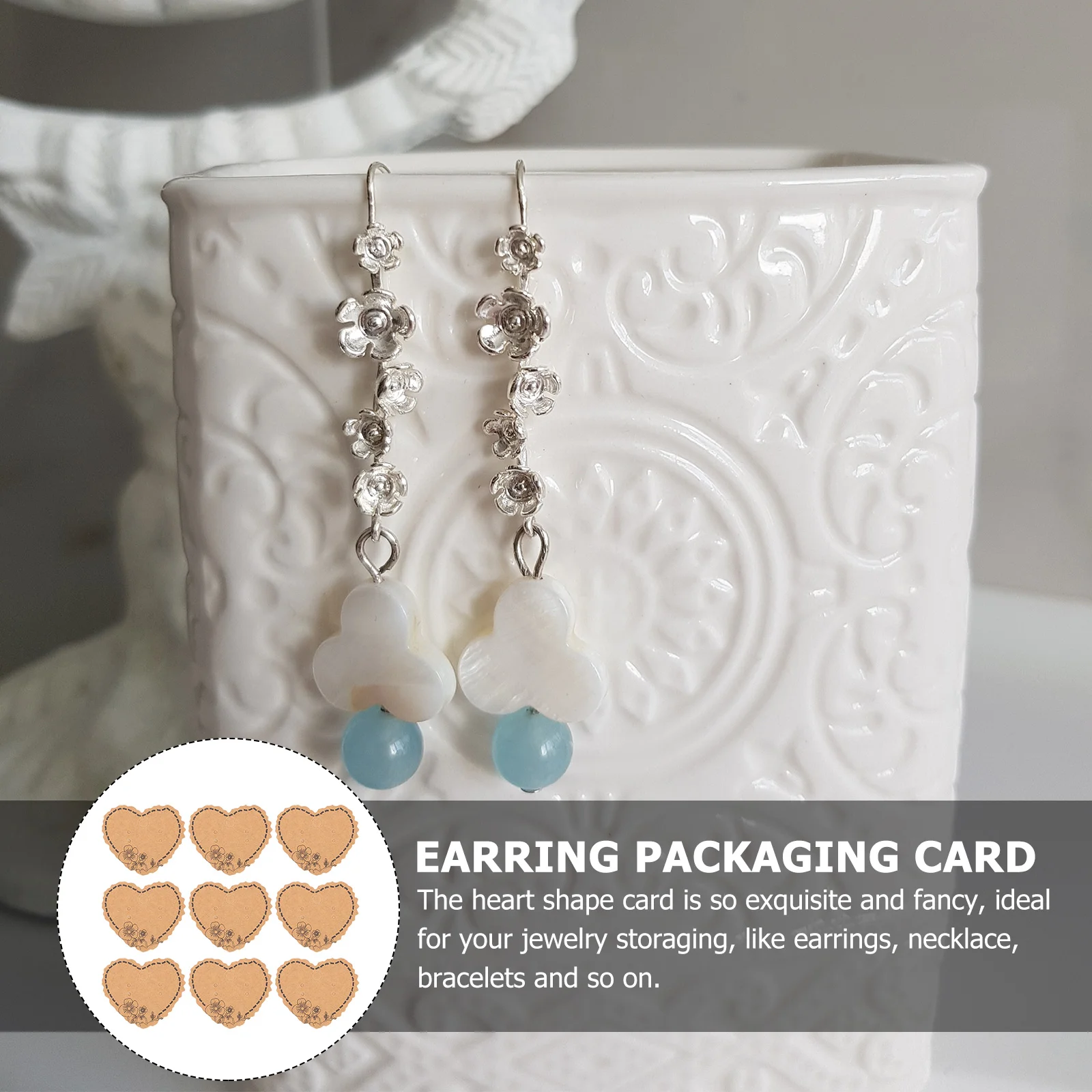 

100 Pcs Earring Display Card Heart Shaped Earrings Jewelery Display Cards Ear Clip Ear Stud Cards Paper Earring Cards