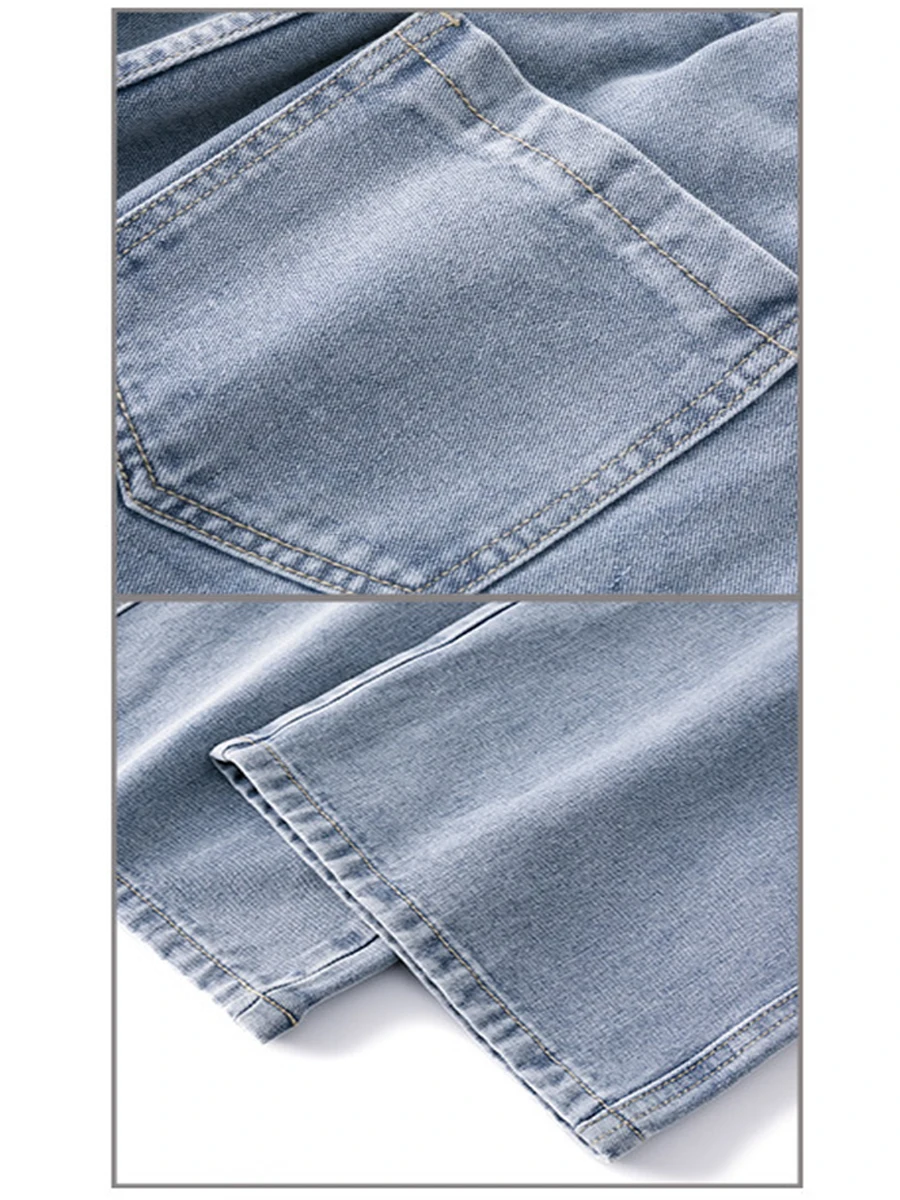 Four Seasons Men Jeans Loose Straight Loose High Street Elastic Waist Wide Leg Mopping Pants Ins Hot Selling Men Clothing JEANS