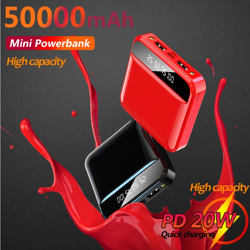 

Mini 50000mAh Power Bank Portable External Battery Digital Display Charger Power Bank 2USB for IPhone Xiaomi Samsung
