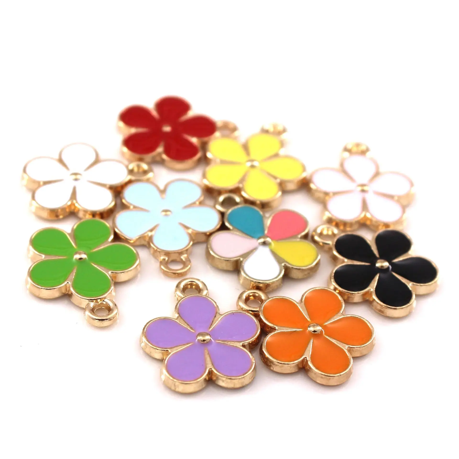 

Fashion Gold Small Sun Four-color Clover Small Flowers DIY Material Enamel Jewelry Accessories Earrings Necklace Pendant