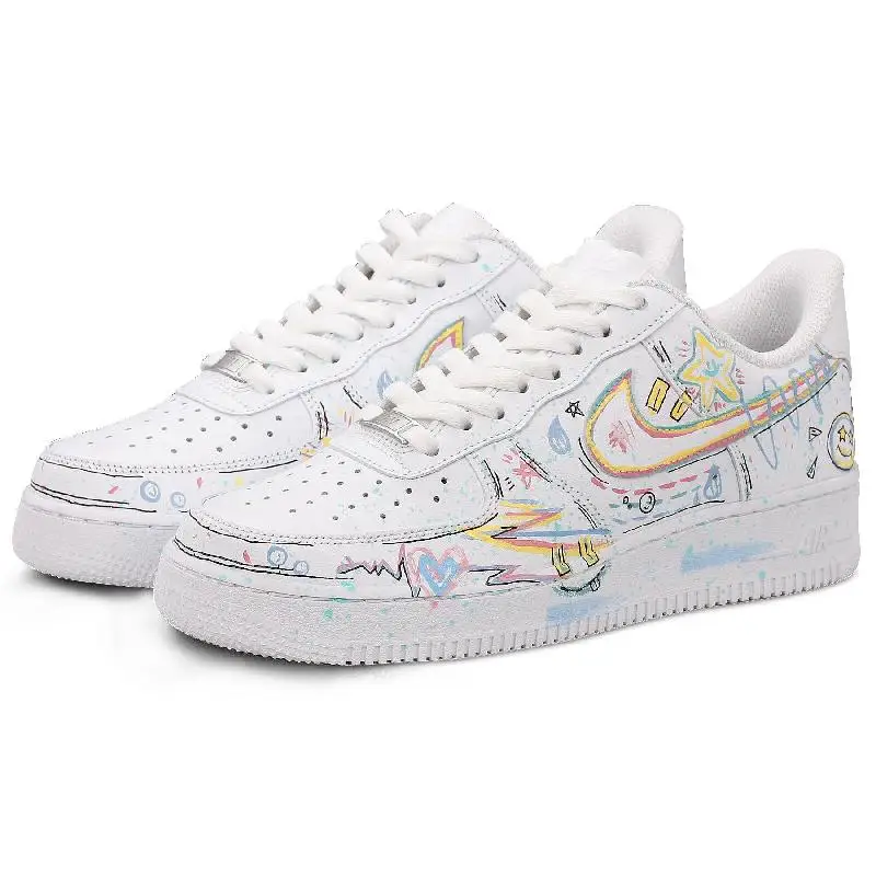 【Customize】Nike Air Force 1 Skateboarding Shoes Men Low-top White Sneakers shoes CW2288-111