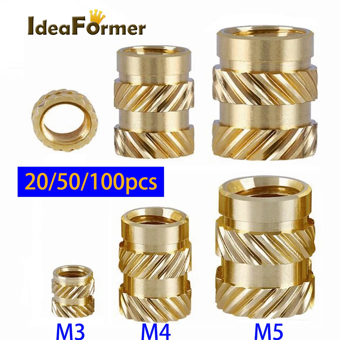 

Brass Hot Melt Inset Nuts Heating Molding Copper Thread Inserts Nut SL-type Double Twill Knurled Injection Brass Nut M3 M4 M5