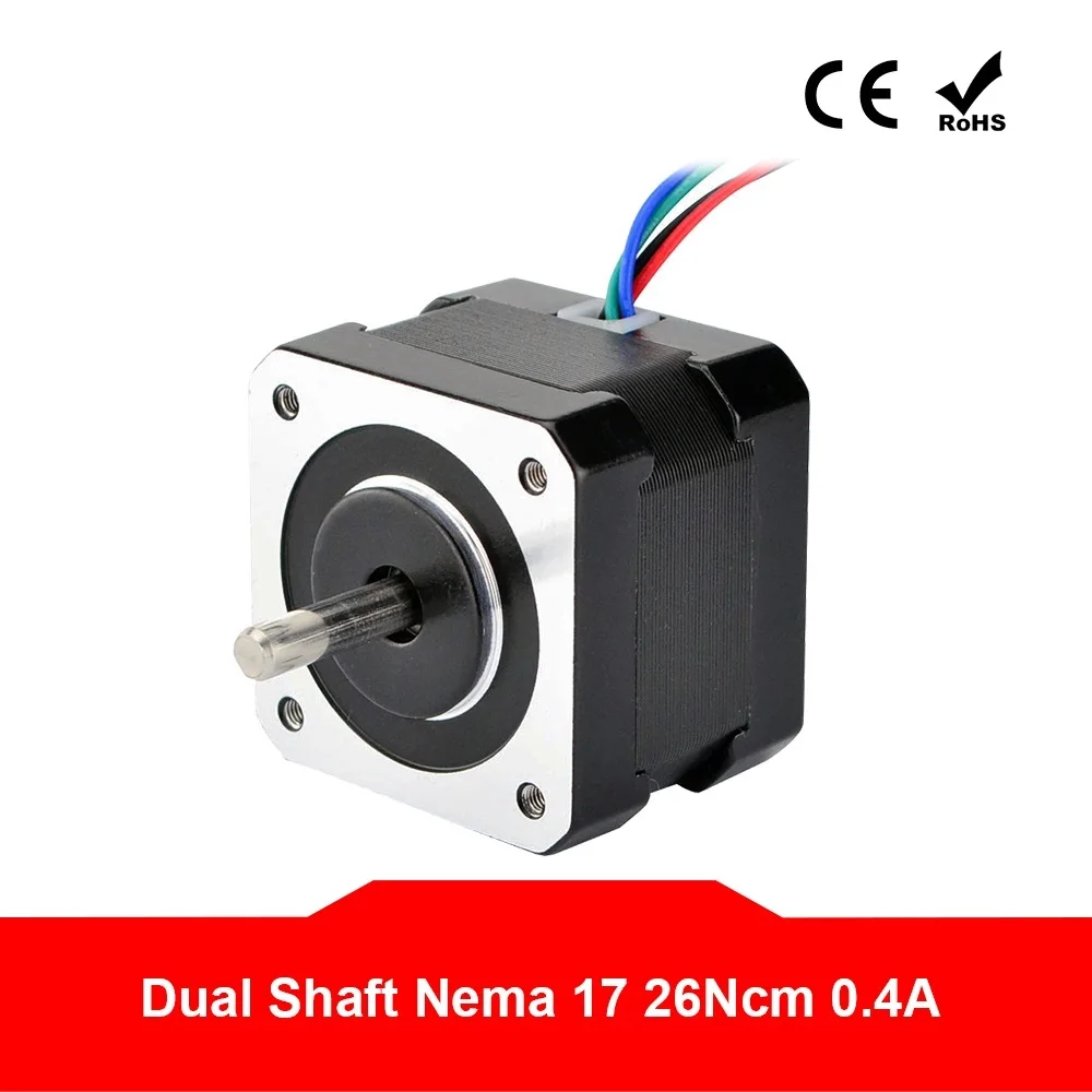 

Dual Shaft Nema 17 Stepper Motor 34mm 26Ncm(36.8oz.in) 42 Motor 4-lead 0.4A Nema17 Stepper 12V DIY CNC 3D Printer
