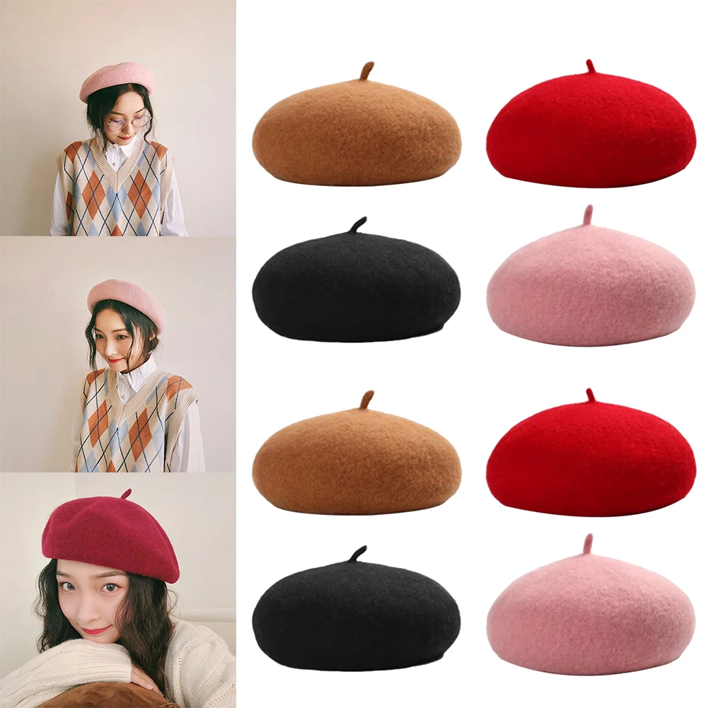 

Women's Winter Hat 2022 Fashion Autumn and Winter Women's Wool Beret All-match Woolen Painter Cap Male Classic French Wool Beret
