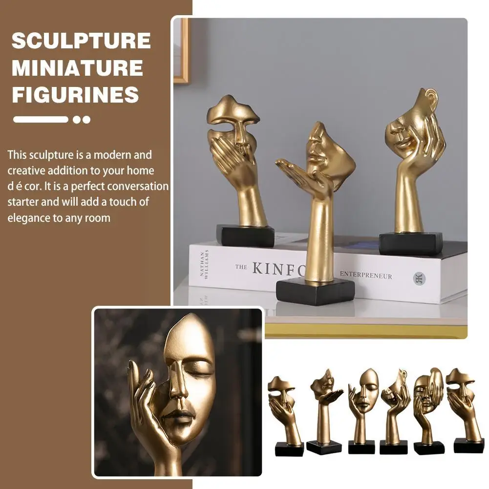 Statue Abstract Resin Desktop Ornaments Sculpture Facial Figurines Art Character Nordic Crafts Face Home Expression Miniatu Y9K1 images - 6