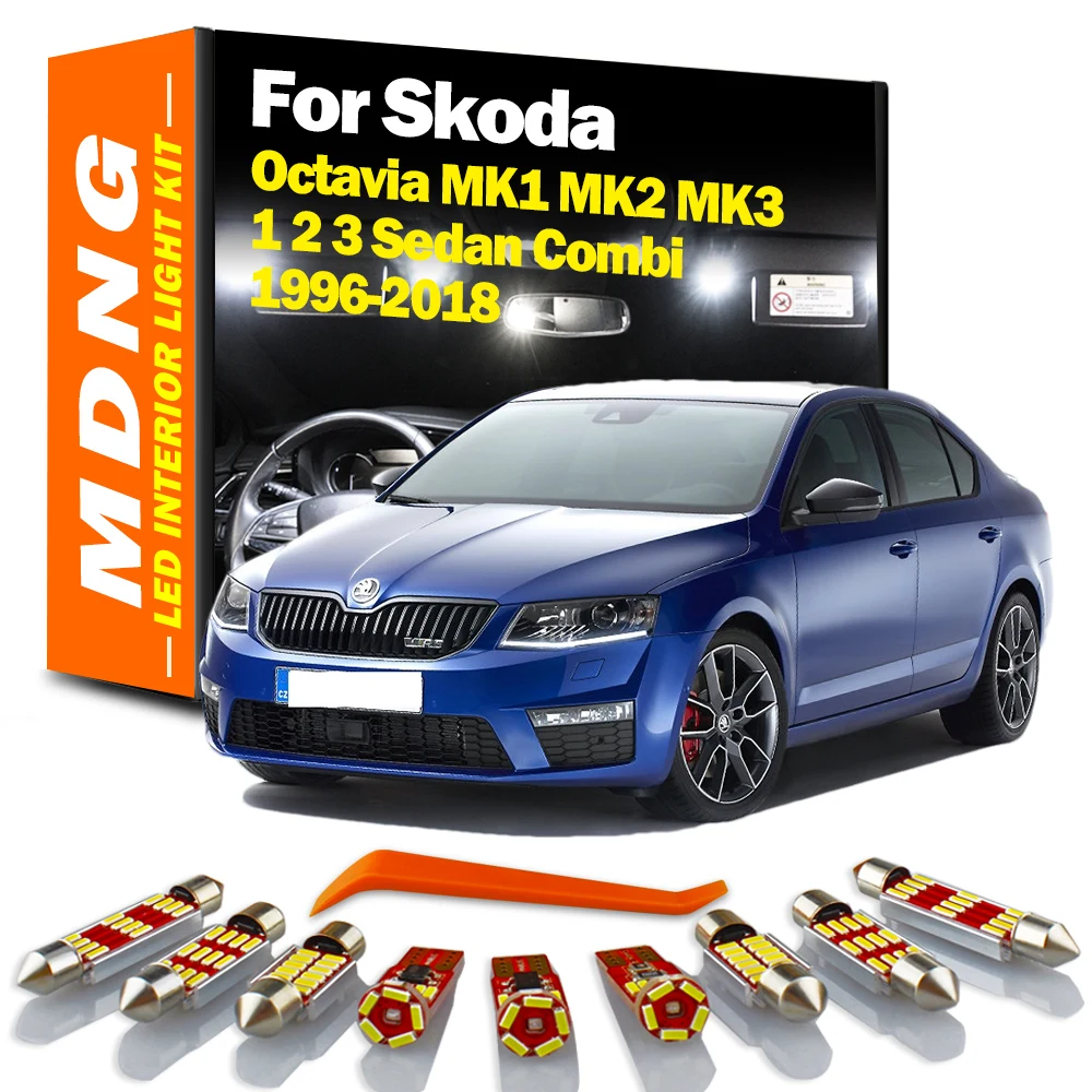 

MDNG For Skoda Octavia MK1 MK2 MK3 1 2 3 Sedan Combi 1996-2017 2018 Vehicle LED Interior Map Dome Light Kit Car Led Bulbs Canbus