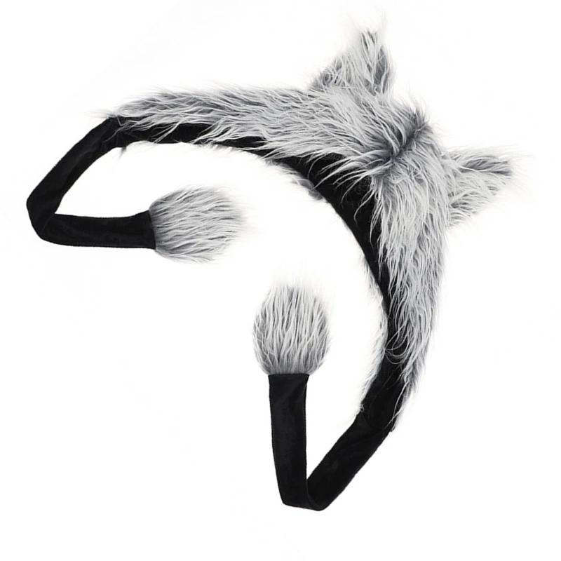 Повязка на голову для косплея утепленная меховая шапка с волком альпинизма