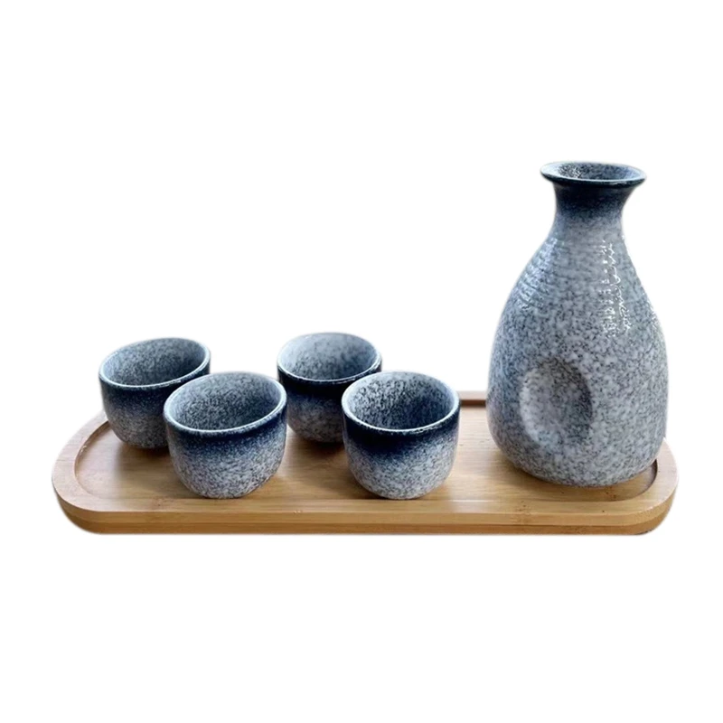 

1 комплект, изысканный Японский керамический сакэ-чашка, набор сакэ в стиле ретро, японский простой керамический сакэ-чашка и горшок
