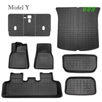 full sets tpe trunk floor seat mat for tesla model y cargo liners car boot mat foot carpet seat back protector