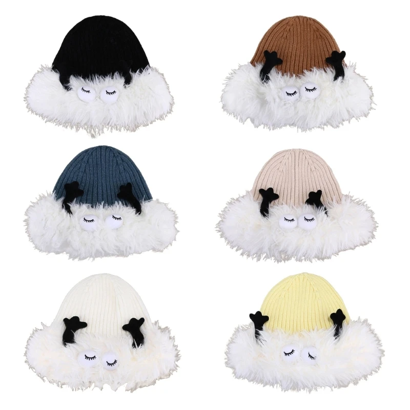

Knitting Skull Hat Cartoon 3D Eyes Hat Funny Beanie Hat Autumn Winter Warm Cap