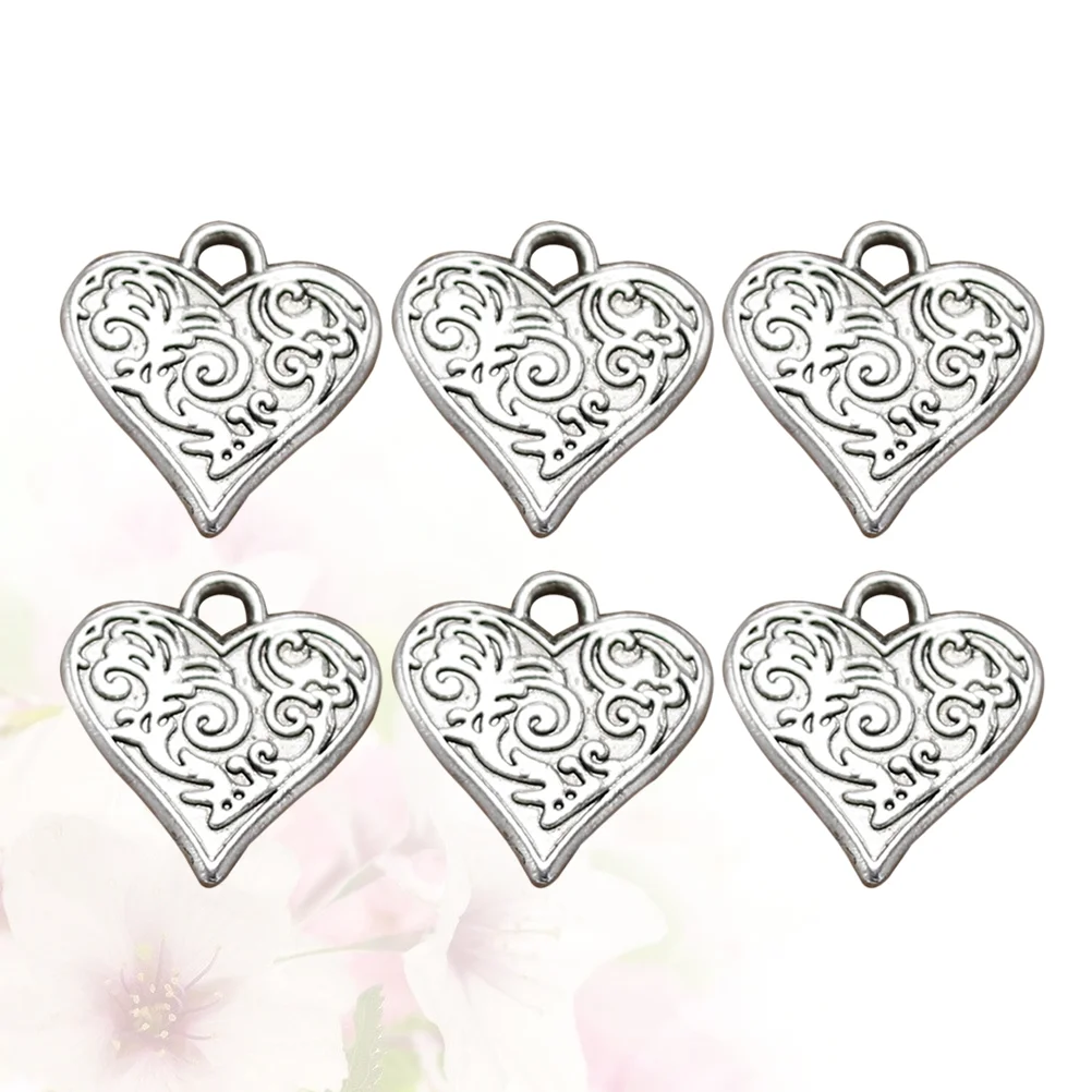 

20 Pcs Bejeweled Kit Jewelry Making Pendants Heart-shaped Alloy Charm DIY Charms