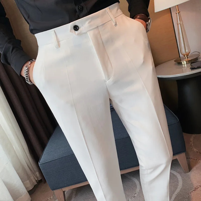 

Men Formal Wear Suits Pants Men British Style Slim Fit Business Casual Suit Pants Male Solid Wedding Dress Trousers High Quality