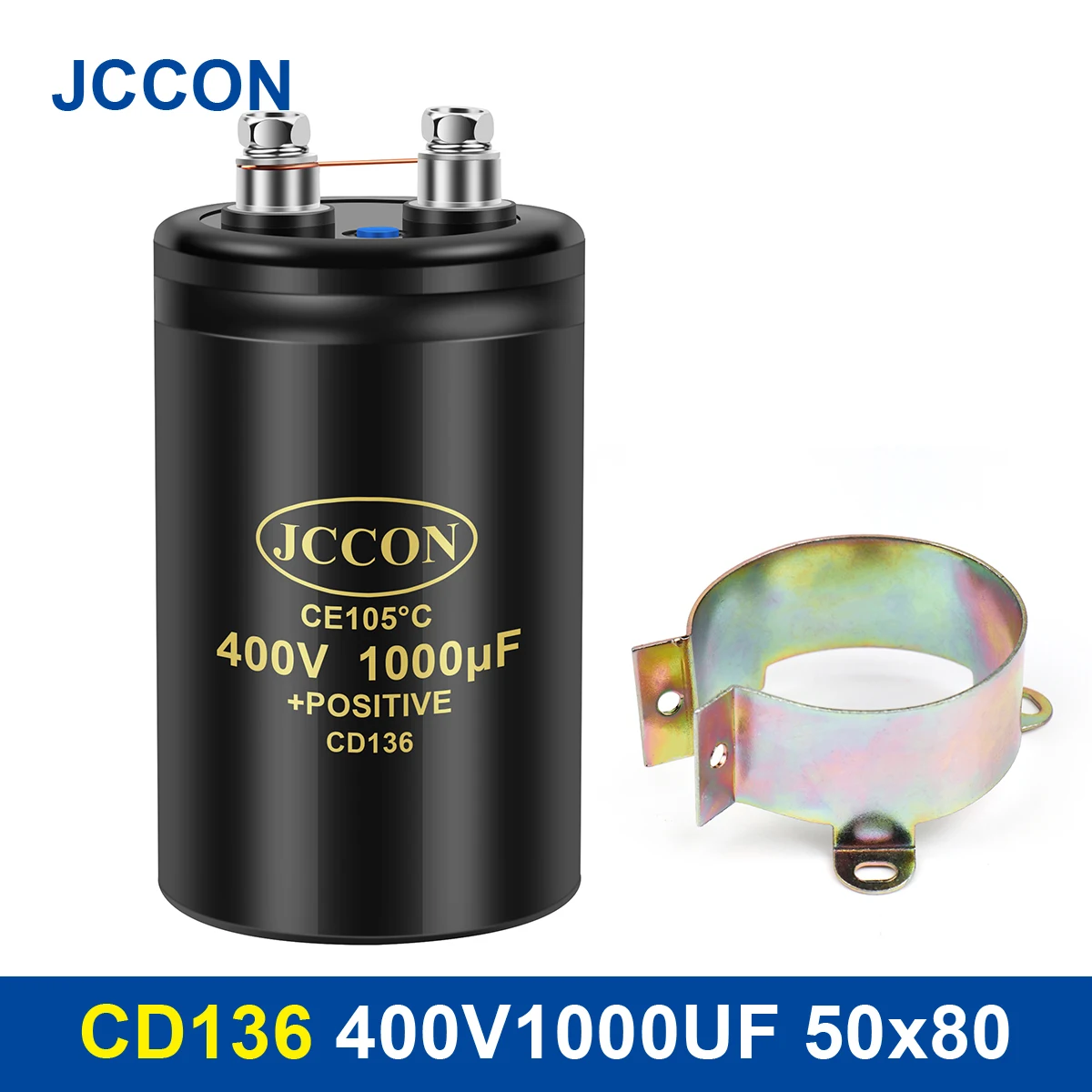 

JCCON Bolt Electrolytic Capacitor 400V1000UF 50x80mm CD136 Screw Capacitors CE105℃ Original &Brand New With Bracket 2000Hours