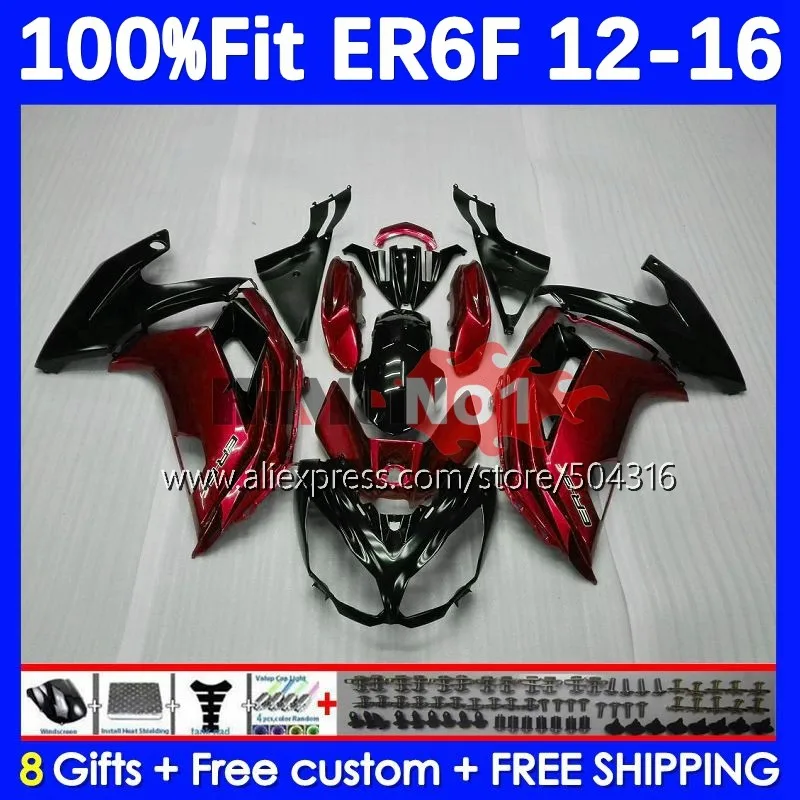 

Injection For KAWASAKI NINJA 650R ER-6F ER6 F ER 6F 114MC.15 ER6F 12 13 14 15 16 2012 2013 2014 2015 2016 Fairings wine red blk