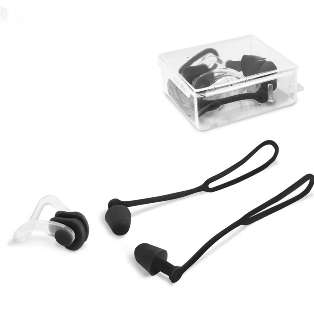 

Diving Waterproof With Rope Silicone Earplugs Protector Swimming Surfing Soft Nose Clip Sports Comfortable