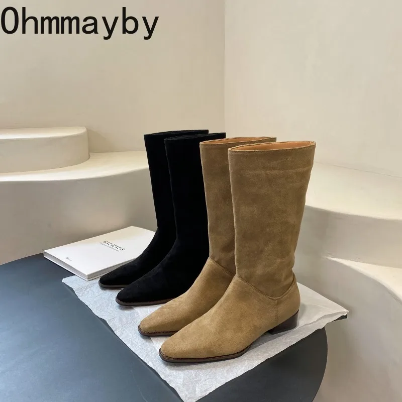 

2022 Western Cowboy Boots Fashion Pointed Toe Knee-High Boots Square Heel Female knight Long Boots Autumn Winter Women's Shoes