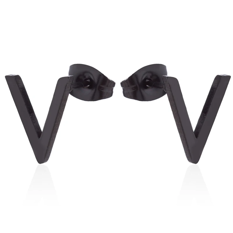 

Fashion Jewelry Simple V-Shaped Mother-Daughter Earrings Stainless Steel V-Design Gold Elegant Party Earrings