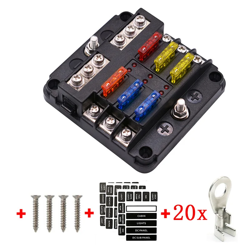 Блок плавкого предохранителя для автомобиля 12 каналов 6 В 24 32 в |