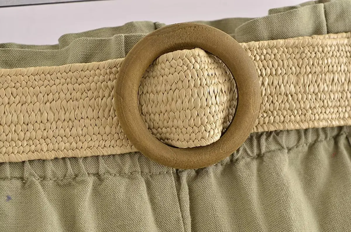 Dave&Di French Country Style Simple Casual High Waist Bermuda Linen  Ladies Loose Fashion Summer Shorts Women