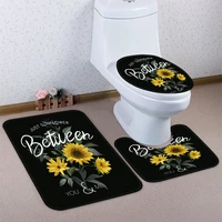 floral shower room toilet pedestal anti slip floor rugs nordic ins style flannel bath mat bathroom carpets 3 piece set