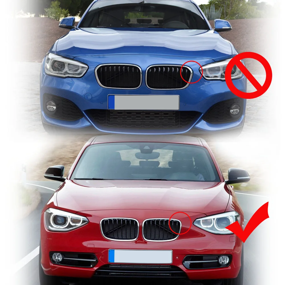High Quality Front Kidney Grille For BMW 1 Series F20 F21 2011 2012 2013 2014 Double Slat Line Gloss Matte Black Racing Grill images - 6