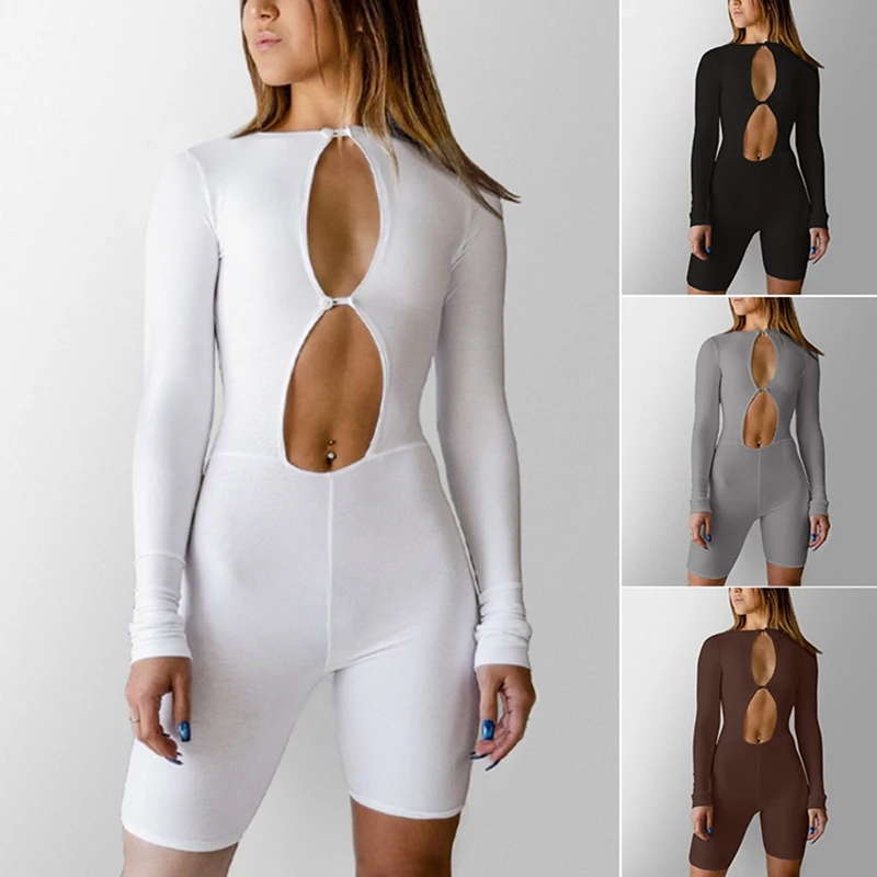 

Сексуальные облегающие комбинезоны с вырезами и длинным рукавом, женский комбинезон, осенняя одежда для женщин, Цельный Наряд