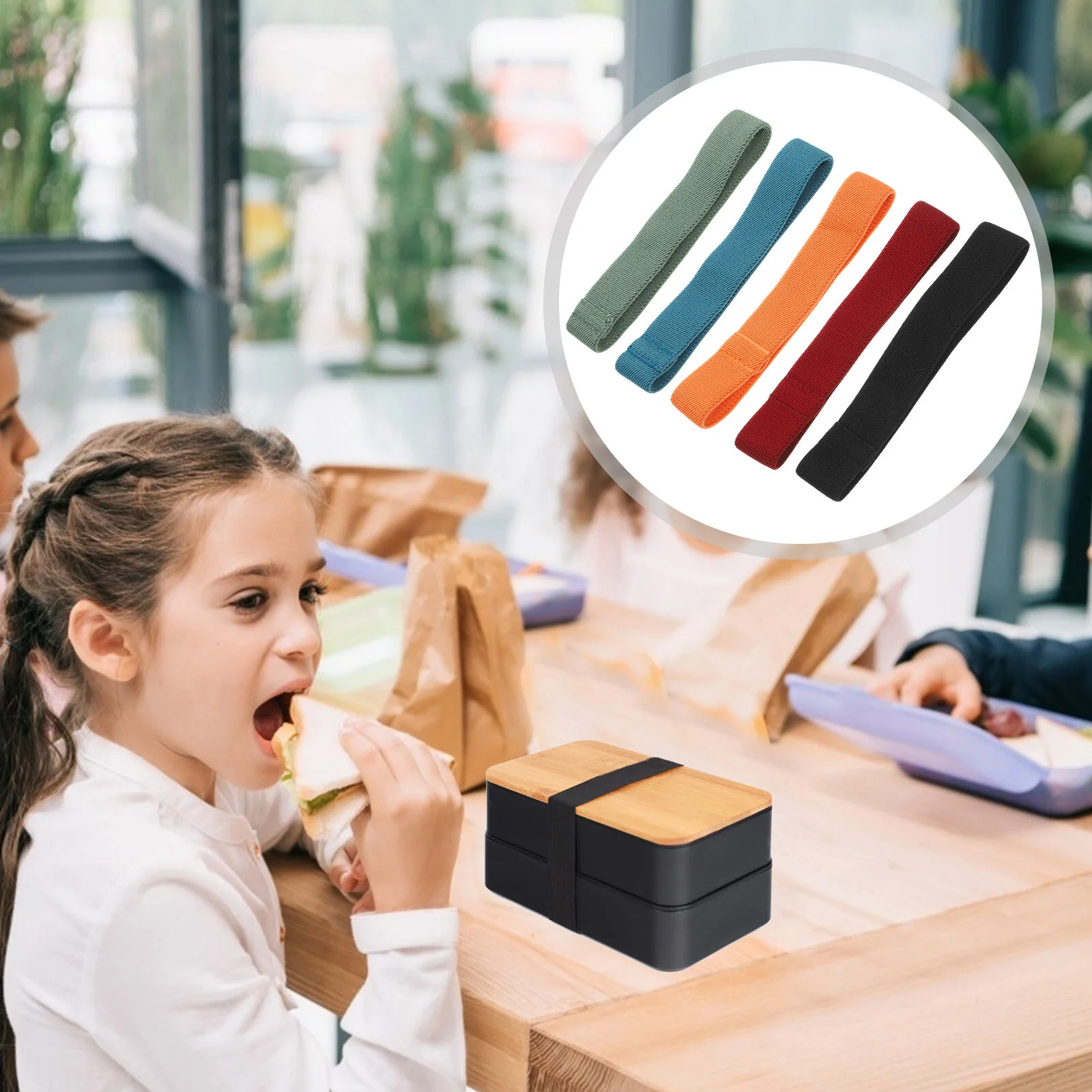 

10 Pcs Strap Black Elastic Bands Bento Straps Lunch Fixing Bands Elastic Portable Nylon Convenient