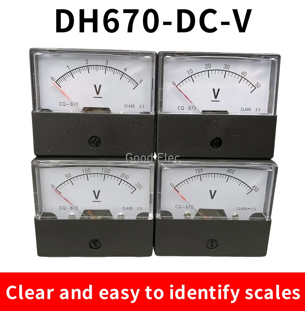 DH-670 DC-V 5V 10V 15V 20V 30V 50V 100V Указатель Аналоговый Вольтметр постоянного тока 70*60mm