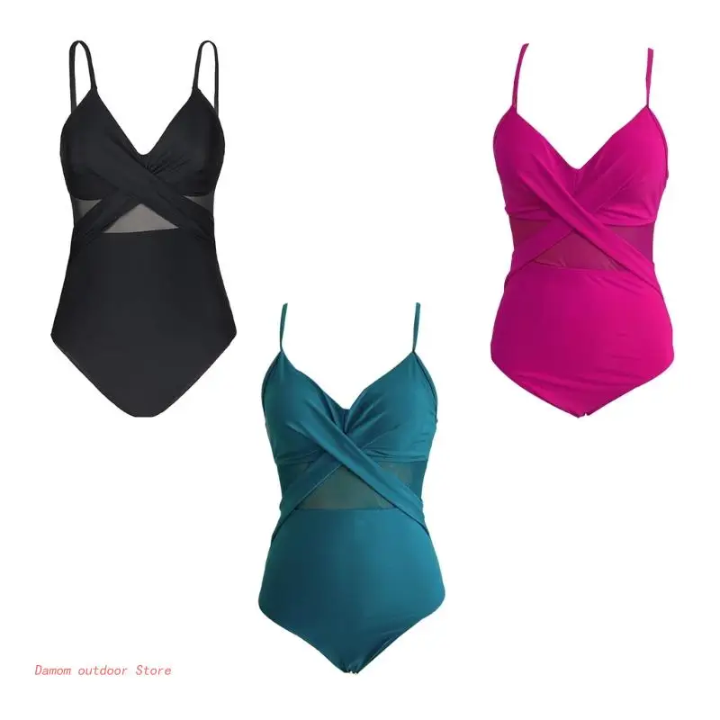 

One Piece Swimsuit Deep V Neck Cutout Adjustable Shoulder Straps Slip Swimsuit