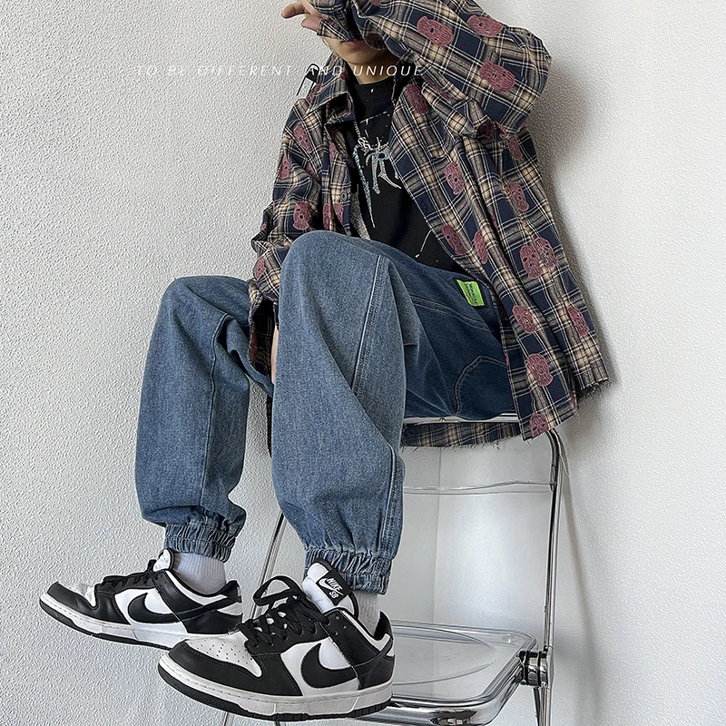 

Мужские джинсы с градиентом, синие повседневные джинсы, весна