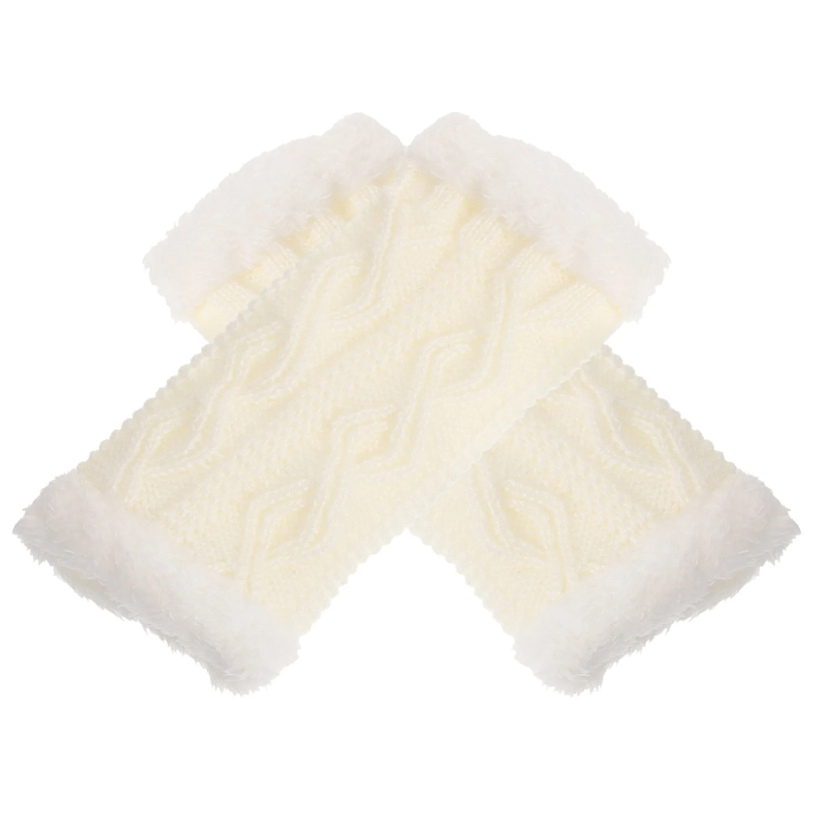 

Winter Plush Fingerless Gloves Knit Gloves Thumb Hole Warm Gloves Plush Fingerless Mittens for Women Outdoor Daily Use