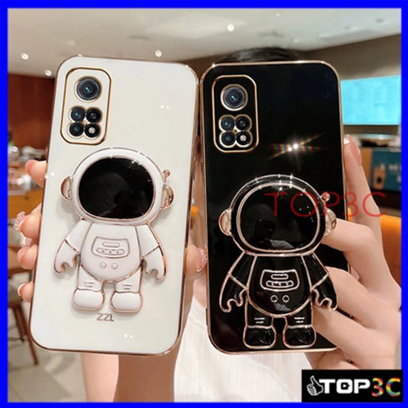 

Astronaut Plating Stand Holder Phone Case For Huawei Nova 3e 3i 4e 5i 7i 8i 9Z Mate 20 Honor 10 Lite 20 30 50 9X Pro Soft Cover