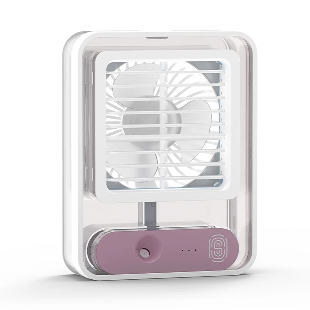 

USB Rechargeable Portable Misting Fan LED Humidifier Quiet Operation Refillable Cooling Device Personal Orange