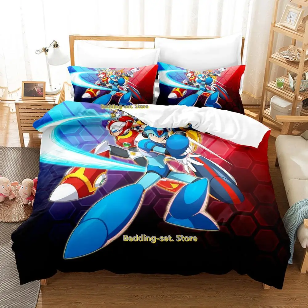 Постельное белье Mega Man X для дайвинга, набор постельного белья дляодноспального, двуспального, большого размера, для взрослых, детей,комплект из двух предметов