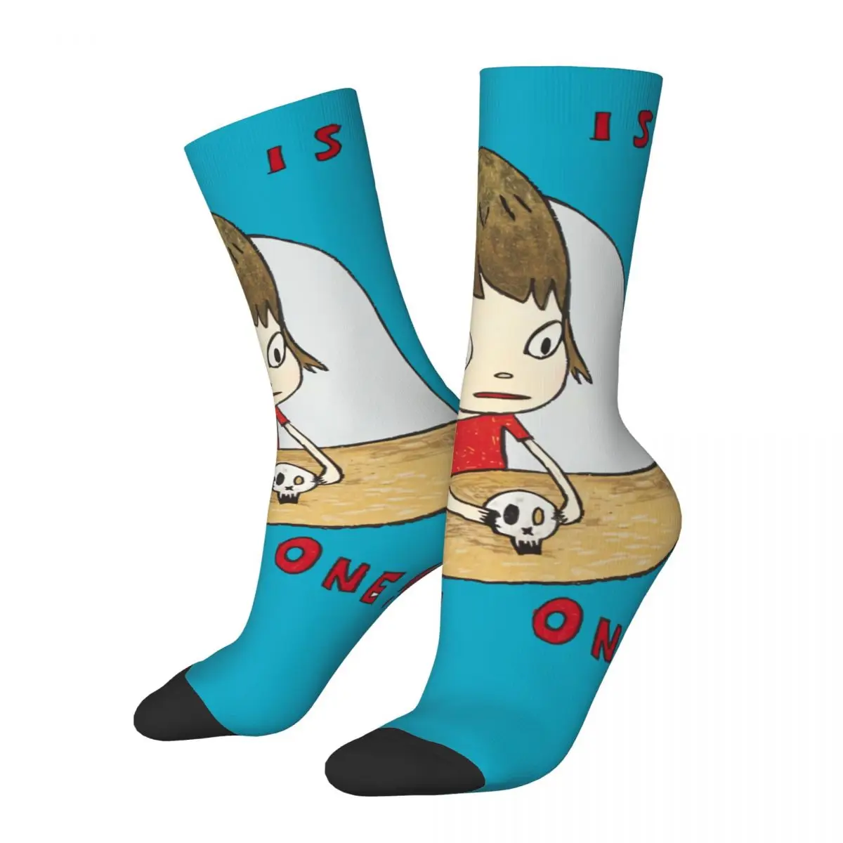 

Funny Happy Men's compression Socks Life Is Only One Classic Retro Harajuku Yoshitomo Nara Art Hip Hop Casual Crew Crazy Sock