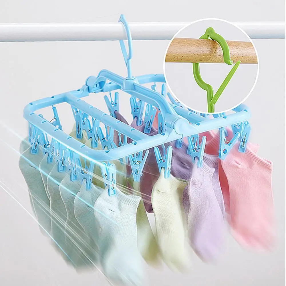 

Rack Home Hanger Folding Windproof Underwear Socks Clips Clothespin Peg Drying Drying