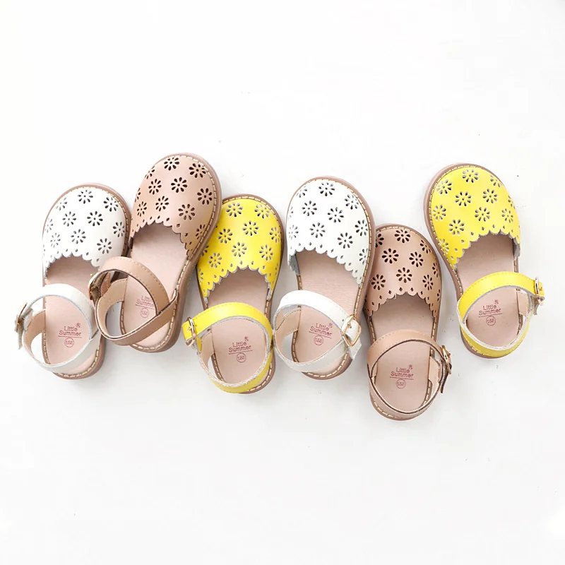 

Summer Girls Sandals Cut-Outs Petal Kids Shoes Genuine Leather Princess Sandals High-grade Children Sandals 3-9T