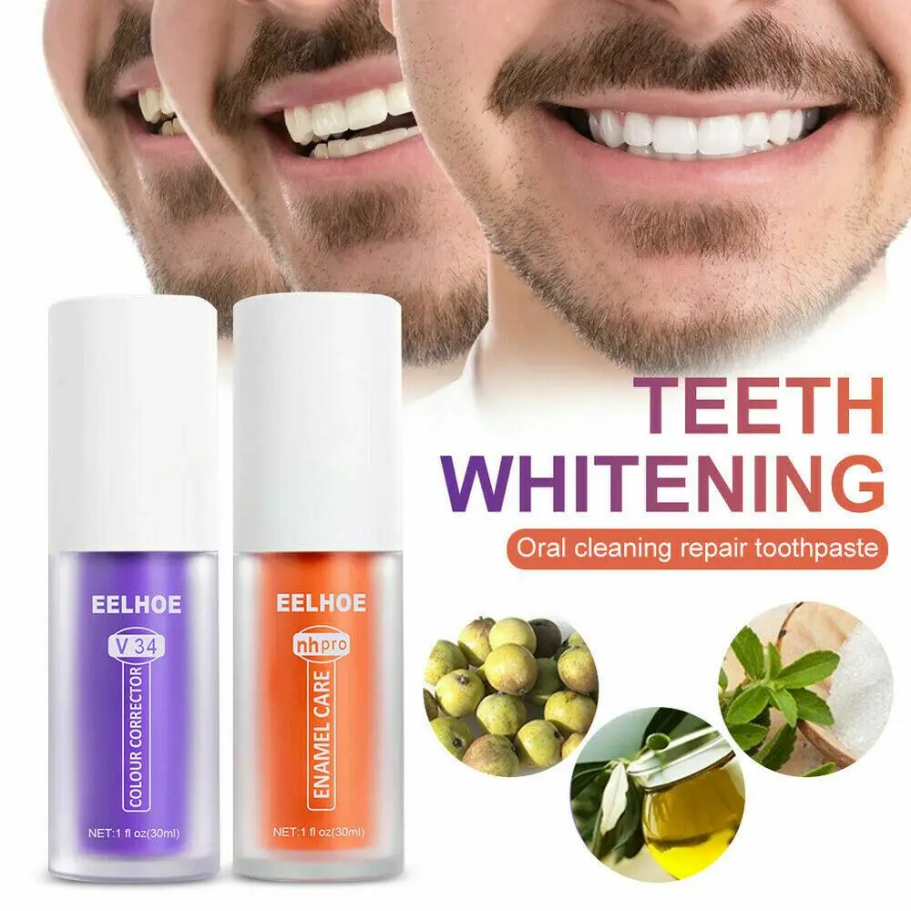 

V34 Colour Corrector 30ml Toothpaste Stain Removal Teeth Whitening Toothpaste Cream Remove Teeth Stains Portable Whitening Gel