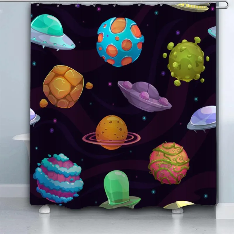 Big Size Starry Universe Shower Curtain Geometric Nordic Polyester Fabric Bath Curtain Waterproof With Hook For Bathroom