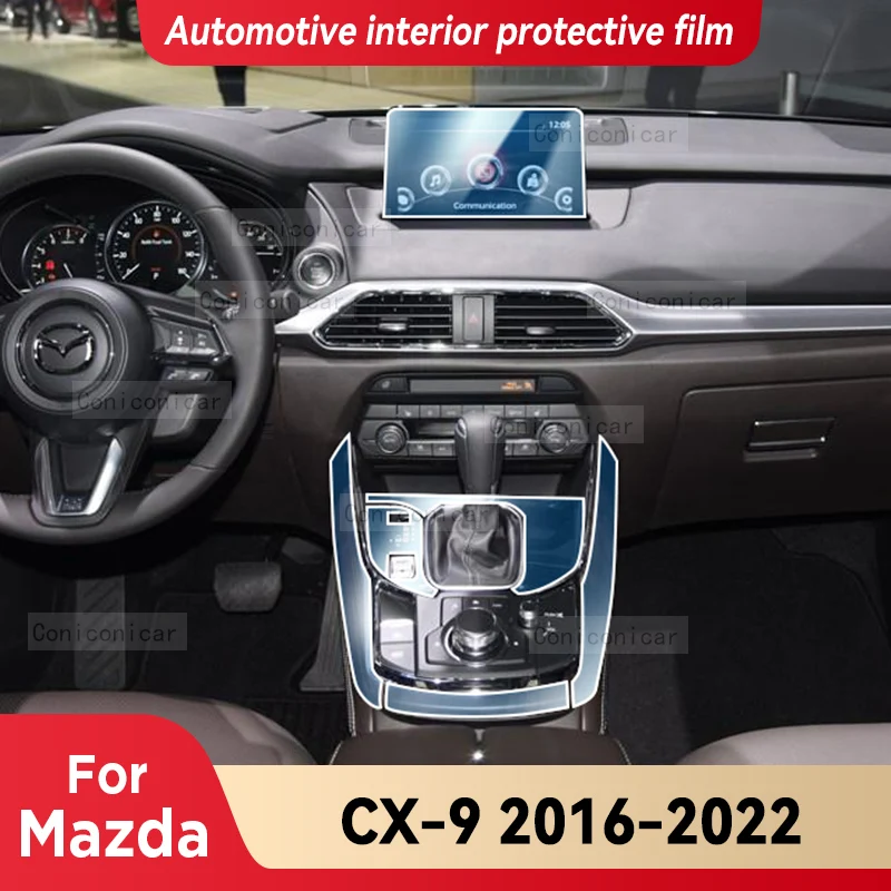 

For Mazda CX9 2016-2022 Navigation Center Console Gear Panel TPU Car Interior Protective Film Anti-Scratch Repair Sticker