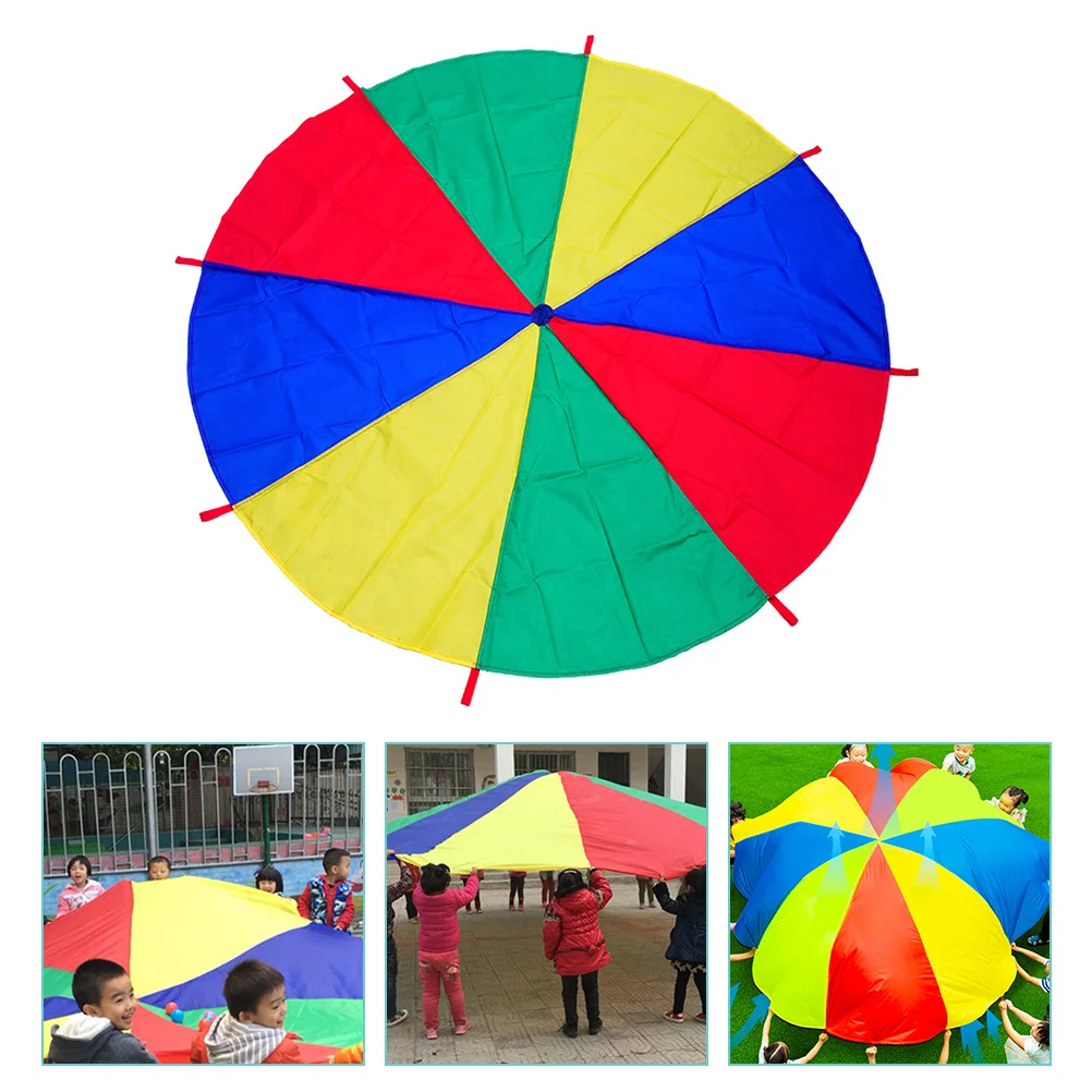 

Games Colorful Umbrella Outdoor Tent Kids Cooperation Parachute Handles Leisure Portable Nylon Practical Toddler Recreation Toy