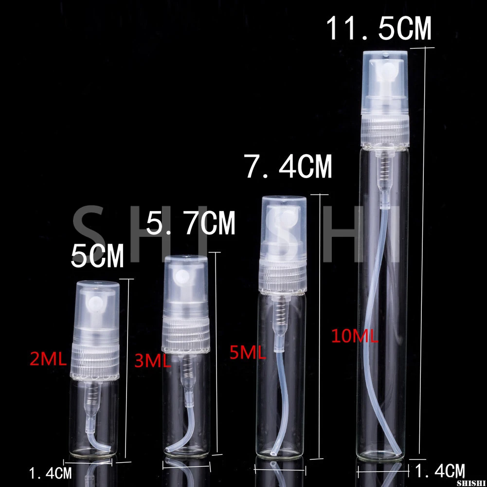 20/30pcs Perfume Glass Bottle Black Clear Portable Mini Empty Cosmetics Sample Thin Vials 2ml 3ml 5ml 10ml |