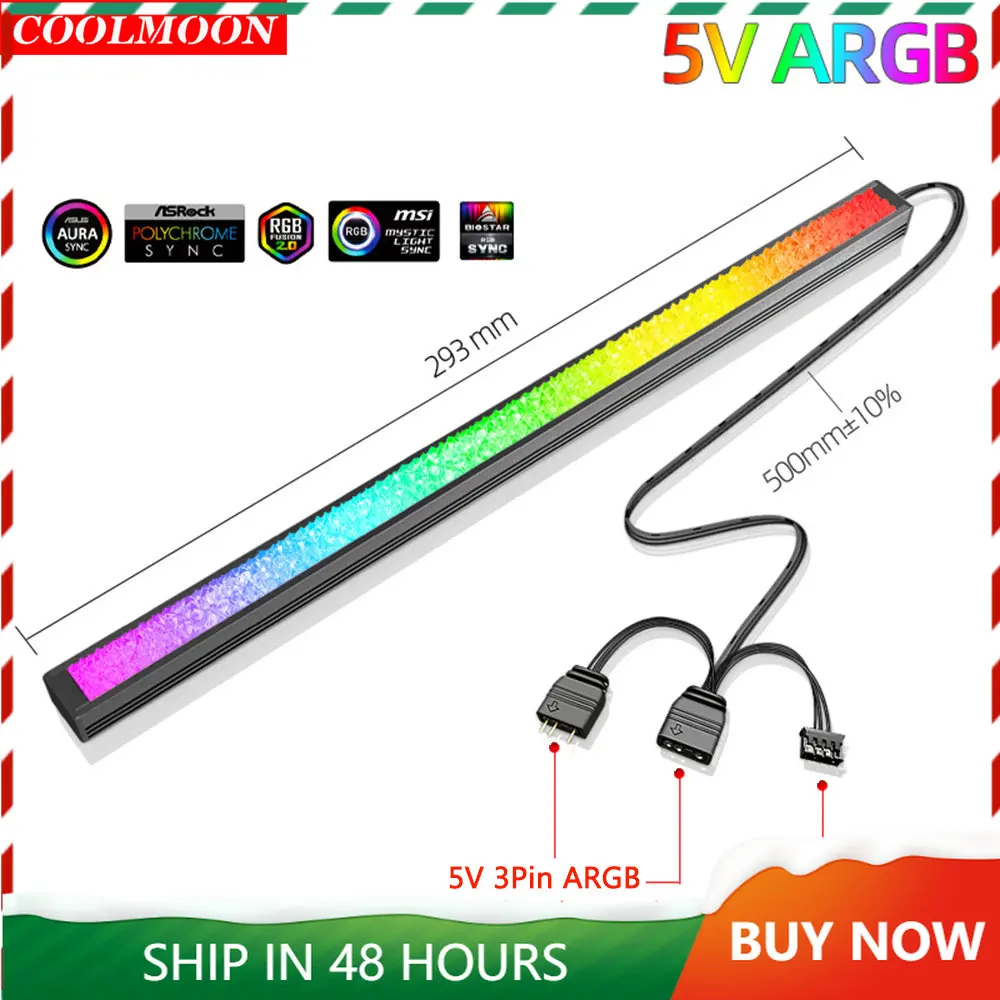 

Coolmoon 5В 3Pin ARGB декоративсветильник вая панель ПК чехол шасси Графический кронштейн светодиодсветодиодный RGB полоса лампа материнская плата ...