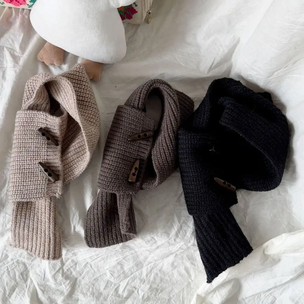 Классический теплый детский повседневный шарф в корейском стиле с 2 роговыми