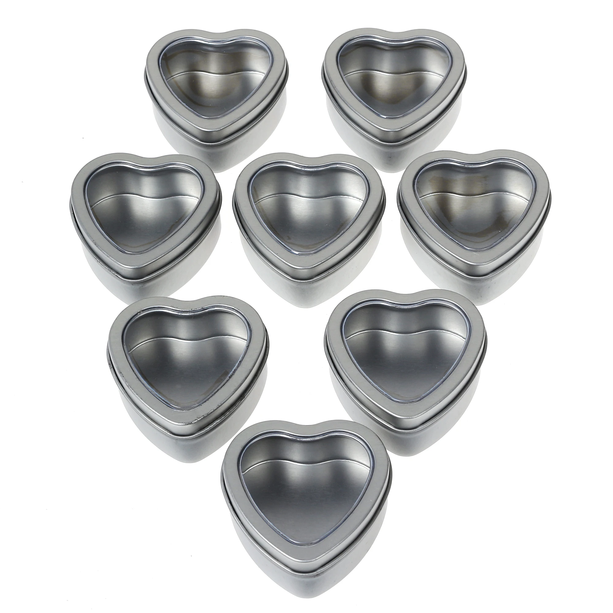 

8PCS Metal Heart Shape Empty Mini Tin Box Tinplate Push Candy Pill Cases Bins Jar Hinged Containers Small Organizer Storage Box