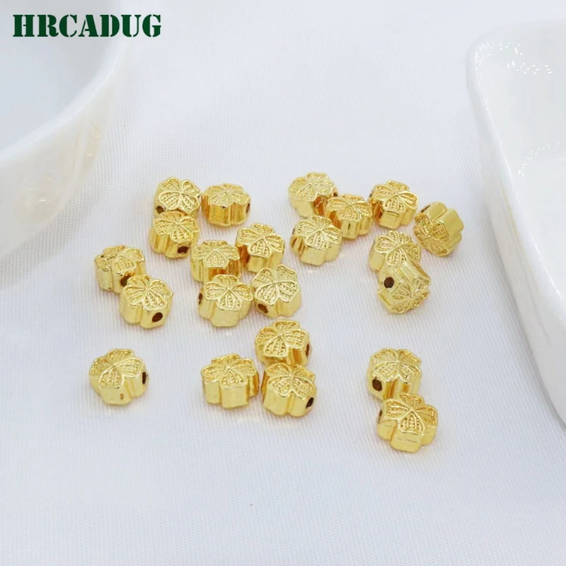 6.5mm Flower Bead 18K Gold Plated Copper Bulk Spacer Beads Separating For Beads DIY Jewelry Making Accessories Supplies Findings