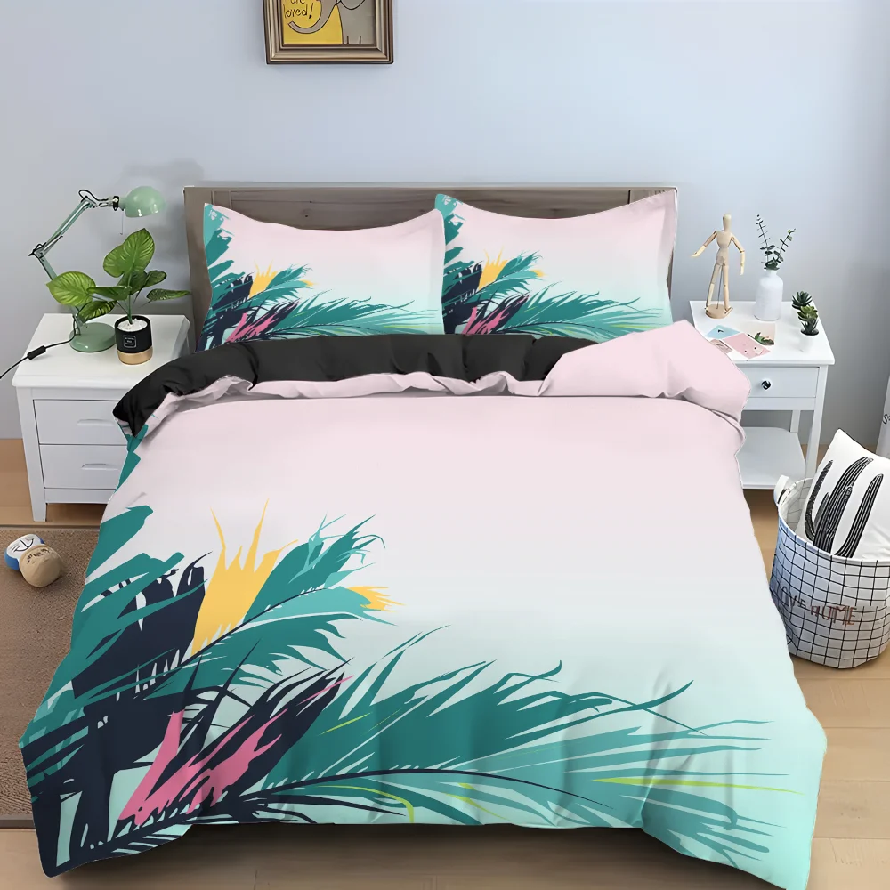 

Painting Leaves Pattern Multiple Color Duvet Cover Set Bed Pillowcases Multi Size 100% Polyester 3D Print