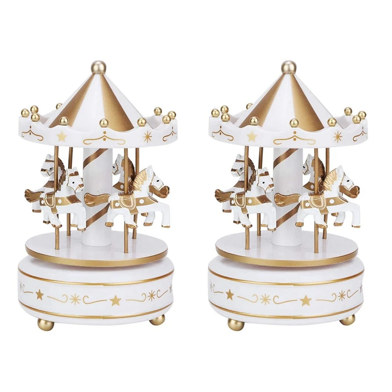 

2 шт., музыкальная шкатулка Merry Go, круглая музыкальная шкатулка, украшения для комнаты, вращающаяся Музыкальная шкатулка с заводным механизмом, лучший подарок для мальчиков и девочек, D