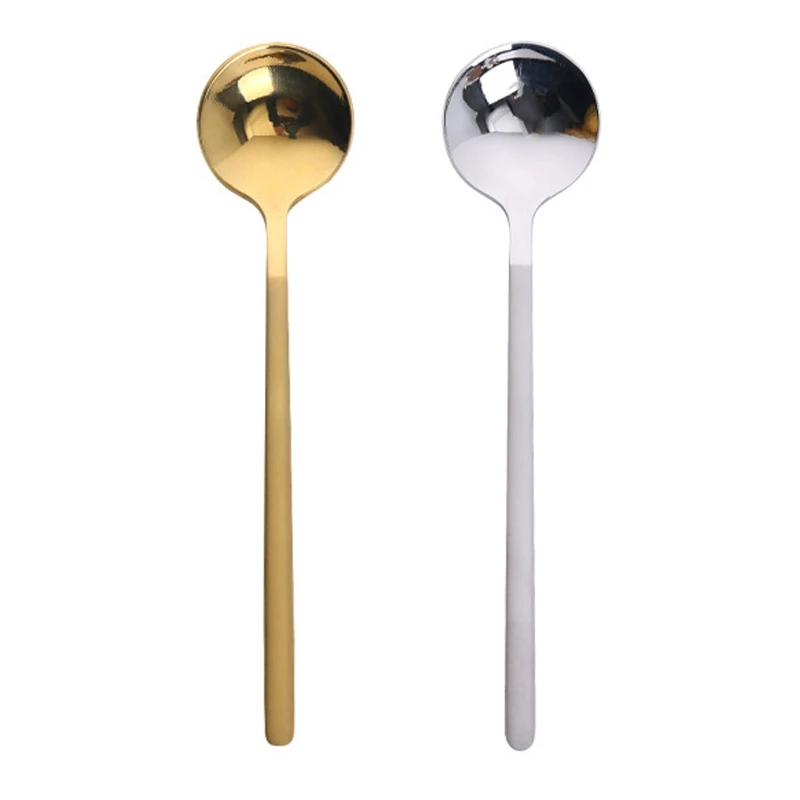 2Pcs Coffee Scoop 304 Stainless Steel Coffee Spoon With Long Handle Dessert Tea Spoon Set S Gold & Silver